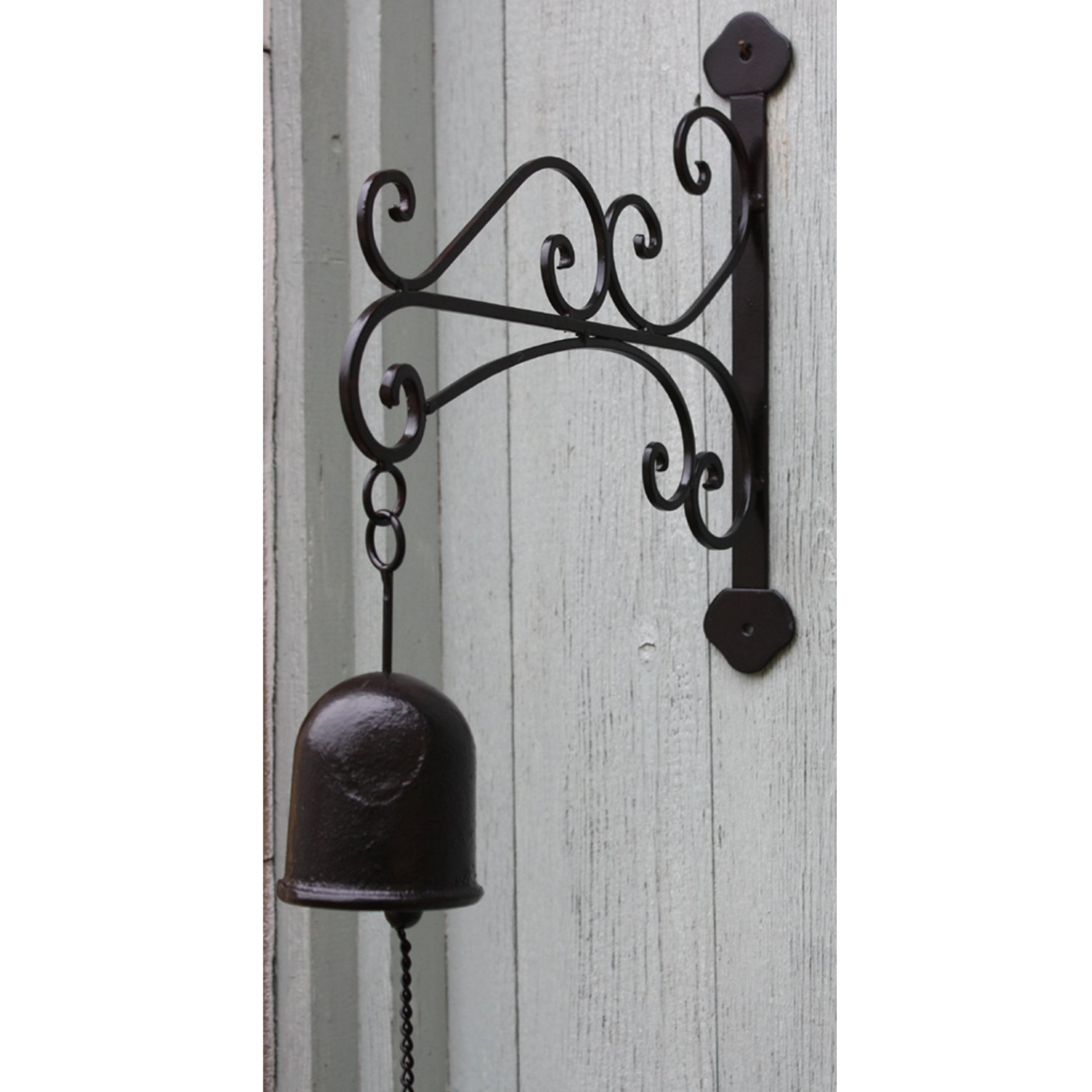 Decorative Black Metal Bell With Wall Bracket