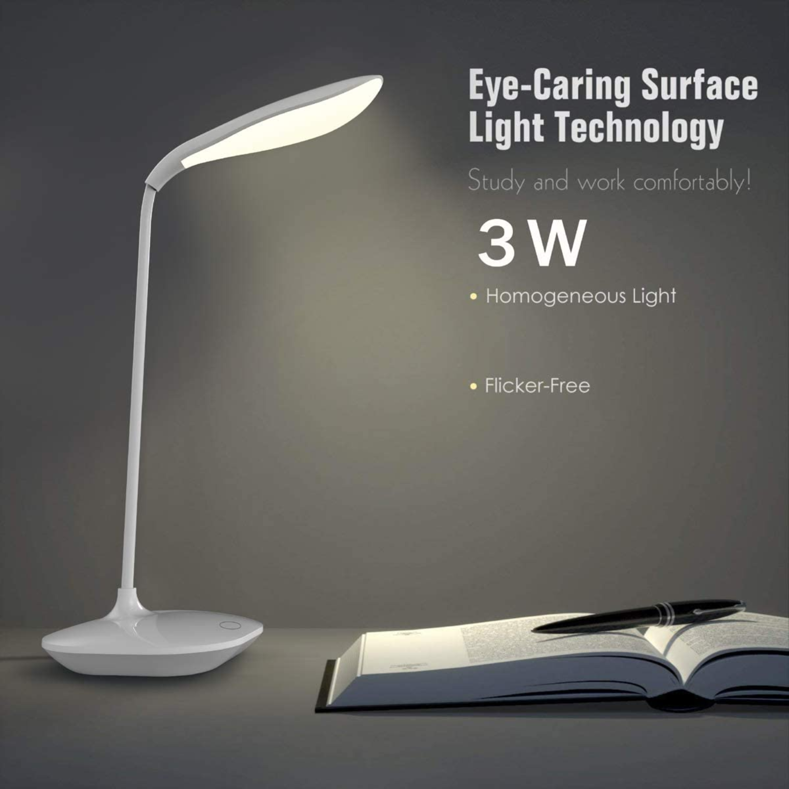 360-Rotated LED Desk Lamp Memory Bed Reading Table Study Night Light Eye Protect