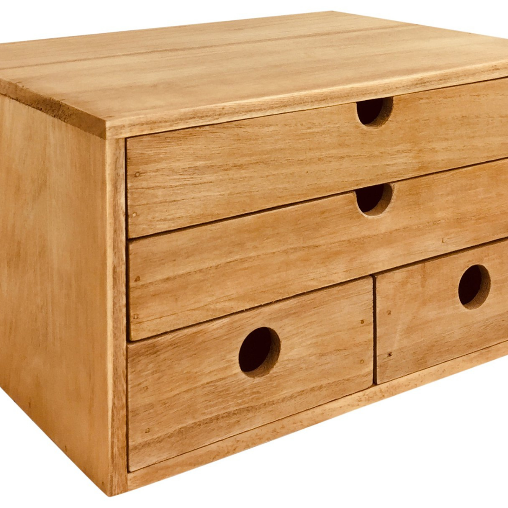 Rustic Solid Wood Storage Organizer 33cm