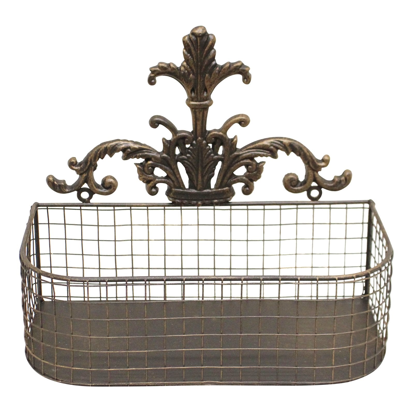 Set Of 2 Metal Wall Baskets In Black And Gold