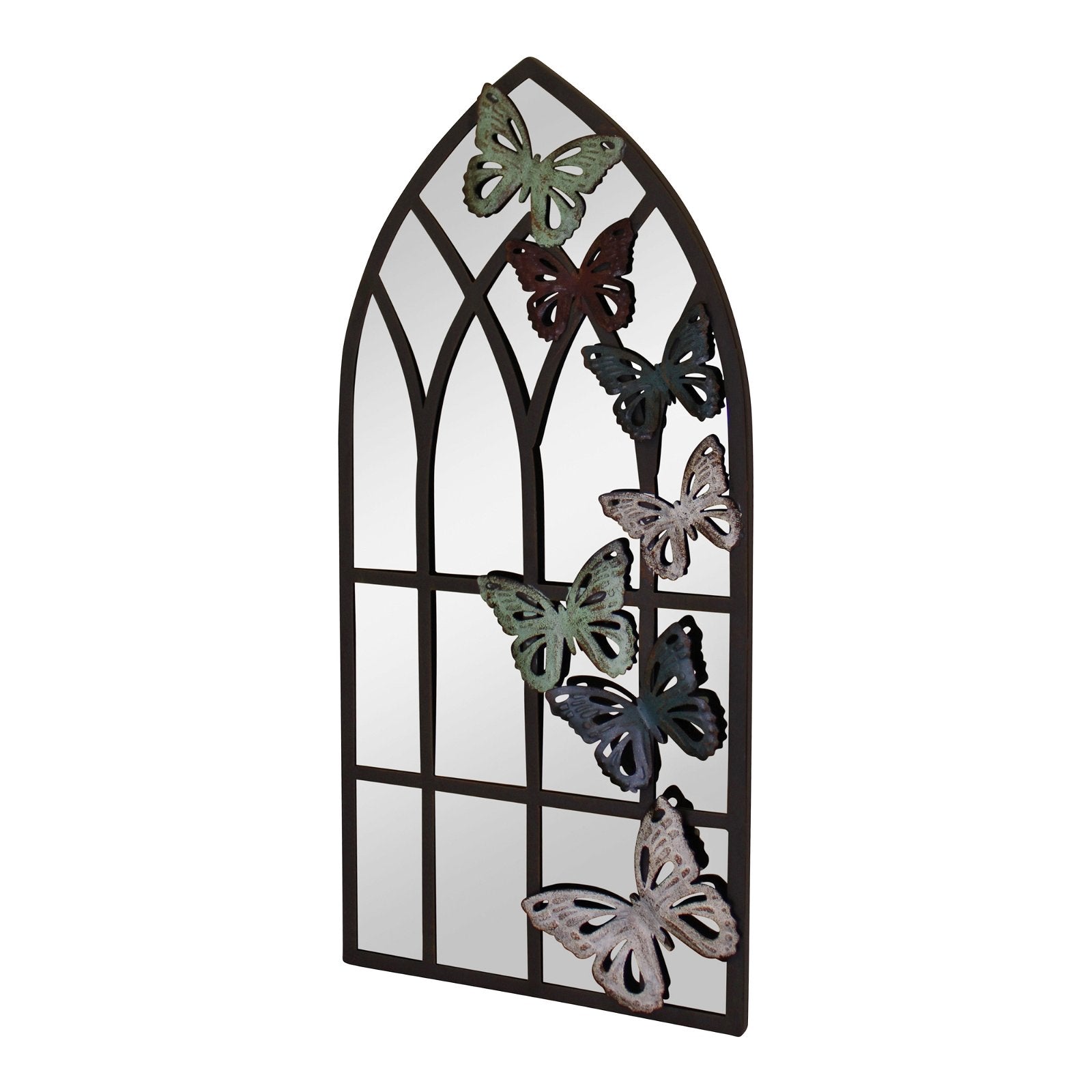 Church Window Garden Mirror, Butterfly Design, 65cm